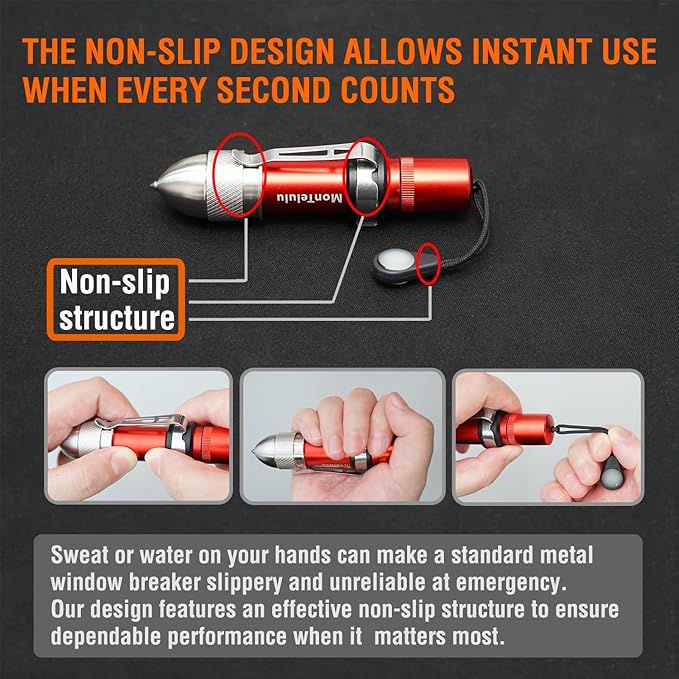 Car Glass Breaking and Seatbelt Cutter Emergency Escape Tool，2-in-1 Safety Hammer and Spring-Loaded Window Breaker Underwater for Life-Saving