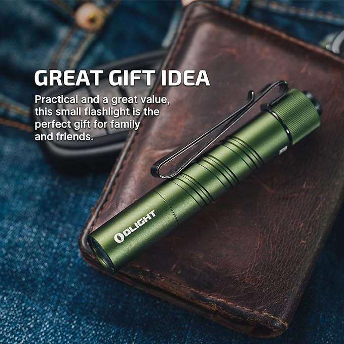 OLIGHT I3T 2 EOS Pocket EDC Flashlight, 200 Lumens Compact Bright Handheld Flash Lights, Dual-Output Tail Switch with AAA Battery and Two-Way Pocket Clip for Camping and Hiking (OD Green)