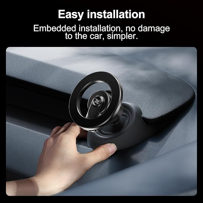 YONZEE Magnetic Phone Mount for Tesla Model Y Juniper 2024-2026 & Model 3 Highland, Dashboard Hidden Design, 360° Rotatable Car Holder, Stable Anti-Shake Mount, Does Not Block View, Easy to Install