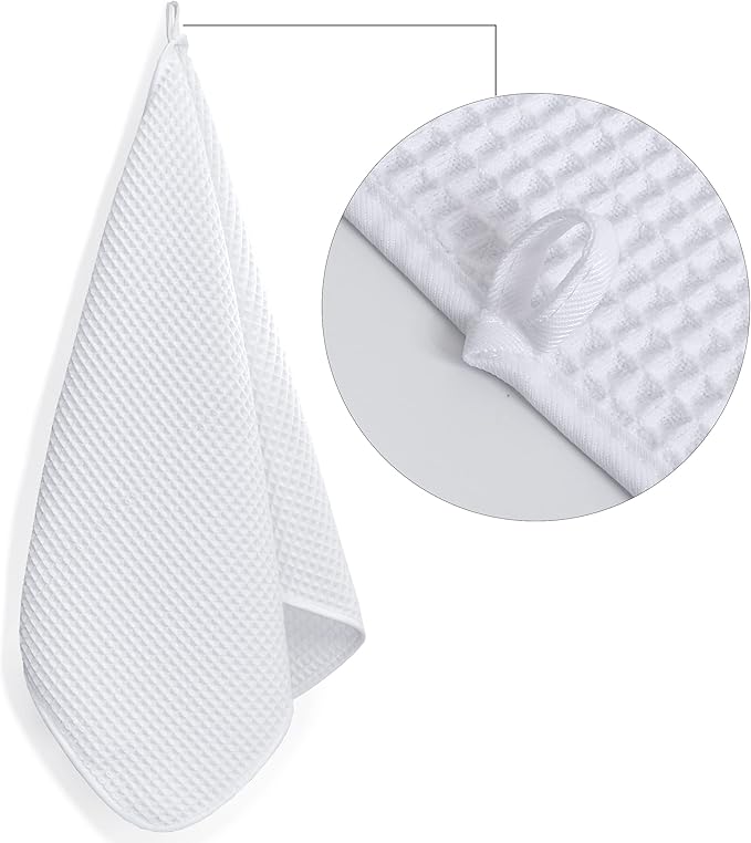 POLYTE 430 GSM Microfiber Lint Free Hand Towel, 16 x 30 in, 4 Pack (Waffle Weave)