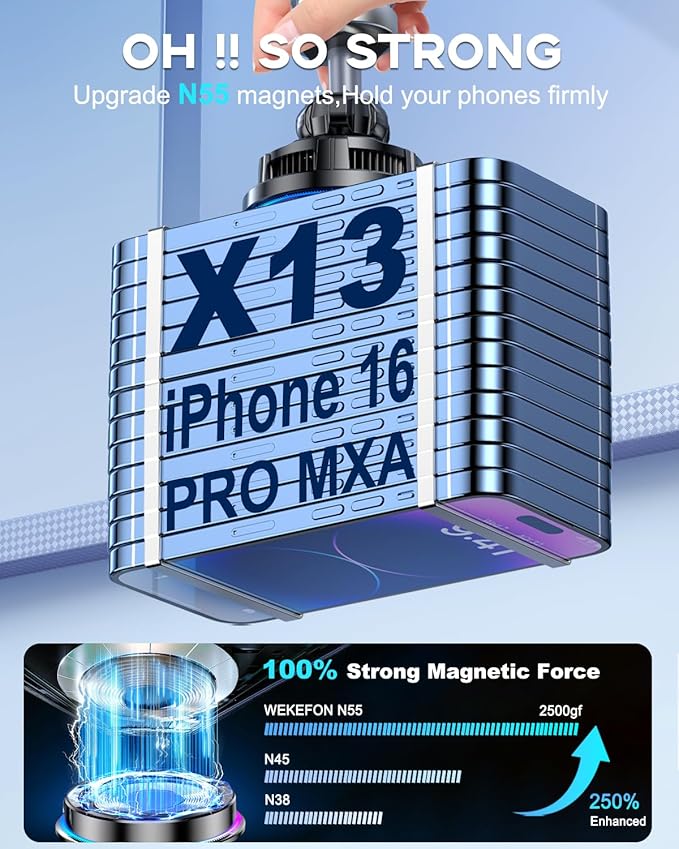 for Qi2 15W MagSafe Car Mount Charger RGB Light, Ice Cooling Magnetic Wireless Car Charger Phone Holder, Air Vent Fast Charging for iPhone 17 16 15 14 13 12 Pro Max Air, Galaxy S25, Car Accessories