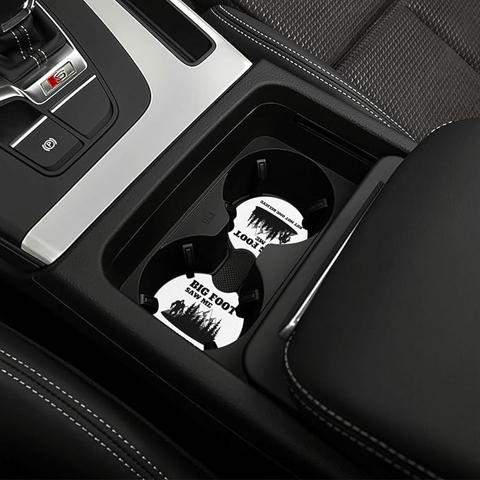 Bigfoot Saw Me But Nobody Believes Him Car Coasters for Cup Holders Pack of 2 Neoprene Cup Mat Pad Vehicle Interior Accessories for Men Women