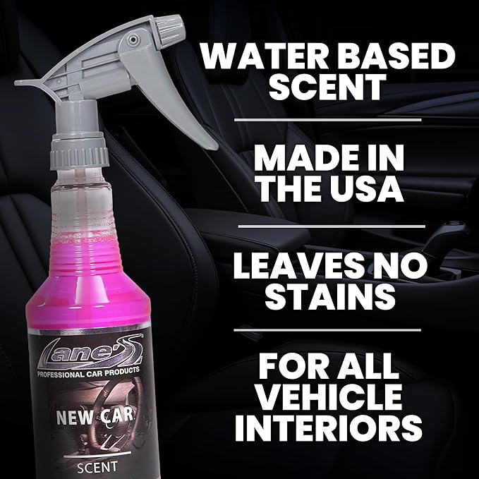 Lane's Premium Car Air Fresheners - New Car Scent Water Based - 16oz Eliminate Bad Odors of Pet & Food From Car Interior Leather, Carpet, Upholstery Great For Cars, Trucks, SUVs, RVs & More