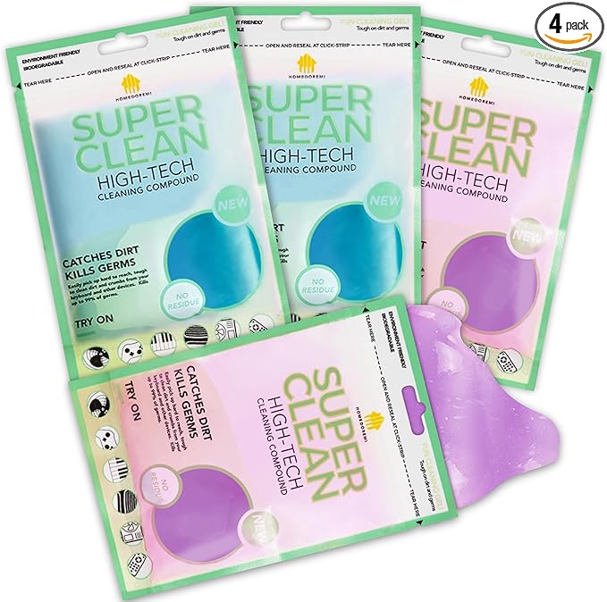 FiveJoy Car Cleaning Gels, 4-Pack Universal Auto Detailing Tools Car Interior Cleaner Putty, Dust Cleaning Mud for PC Tablet Laptop Keyboard, Camera, Printers, Calculator - 320g (2.8oz/pcs)