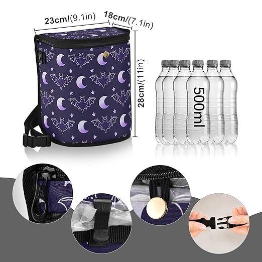 MNSRUU Car Trash Can with Lid, Bats Moon Car Trash Bag Hanging Organizers and Storage for Front Back Seat, Leak-Proof Trash Bin