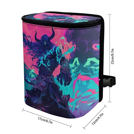 1.2 Gallons Car Trash Can for Back Seat, Hell Lord Hanging Car Trash Can, Adjustable Hanging for Tail of Console/Back of Seats, with Zipper Leak-Proof Lid Design, Mini Size for Convenience