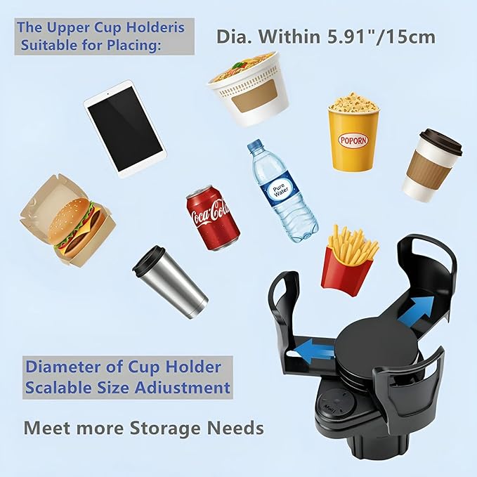 Car Cup Holder Expander, Cup Holder for Car Made of High Density Polymer with Piano Gloss Finish, Stable and Anti-Shake Design, Ideal for Commute, Road Trip