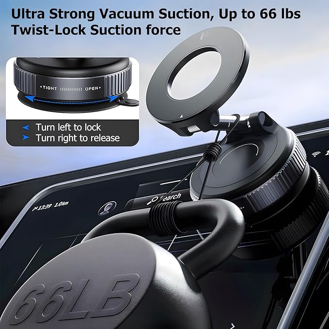Car Phone Holder for Magsafe,Nano Gel Suction Cup Phone Mount,360° Adjustable Magnetic Phone Holder,Phone Holders for Your Car for iPhone Android Smartphones