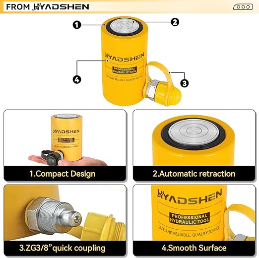 10 ton Hydraulic Cylinder Jack Sets Porta Power Ram Jack Kit with CP-180 Hydraulic Hand Pump, 2” Stroke Hydraulic Cylinder Jack Single Acting Lifting Cylinder Retract Automatically