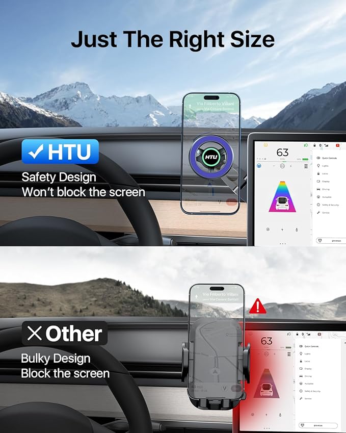 HTU 2026 Upgraded Car Phone Holder for Magsafe Magnetic Car Phone Mount [360° Adjustable 99LBS Ultra Suction] Cell Phone Holders for Tesla Cars/Gym/Mirror Mount for iPhone & Android (Dark Blue)