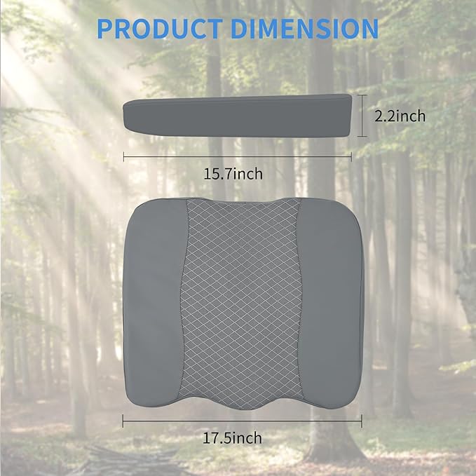 Nilight Car Seat Cushion Grey Leather Breathable Mesh Splicing Cushion Memory Foam Suitable for Daily Life Driving Relieves Sciatica and Tialbone Pain Improves Drive Visibility