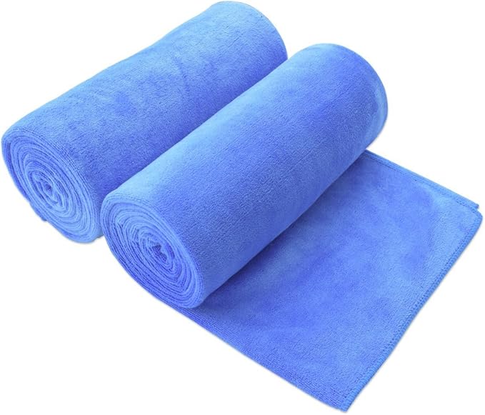 JML Bath Towels Set, Large Microfiber Bath Towel for Adult, 2 Pack 30" x 60" - Soft, Absorbent, Quick Dry, Lint Free, Perfect for Sauna, Pool, Gym, Shower, Hair Wrap, Fitness, Sport, Yoga, Blue