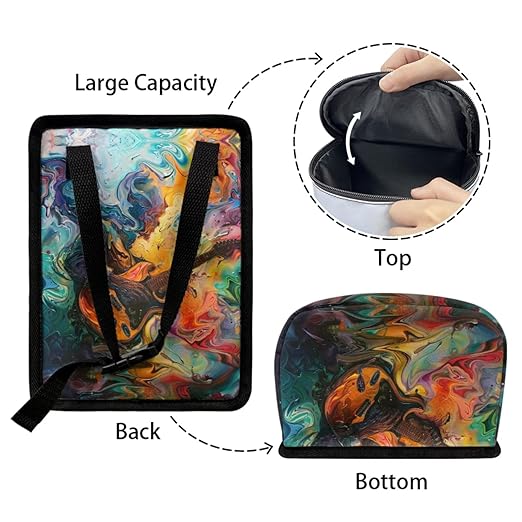 1.2 Gallons Car Trash Bin, Death Rock Print Trash Can for Truck, Adjustable Hanging for Tail of Console/Back of Seats, Odor-Free with Zipper Leak-Proof Design, Mini Size for Convenience