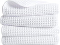 POLYTE 430 GSM Microfiber Lint Free Hand Towel, 16 x 30 in, 4 Pack (Waffle Weave)