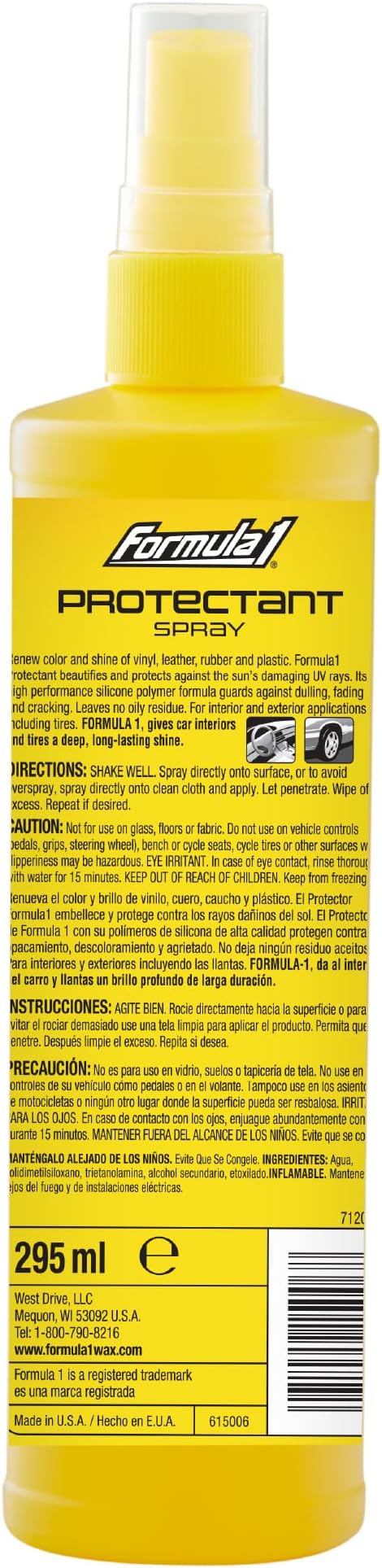 Formula 1 Interior Detailing Protectant Spray, Car Interior Cleaner with Lasting Cherry Fragrance and UV Protection, Safe for Vinyl, Rubber, Plastic, & Dashboard - 10oz.