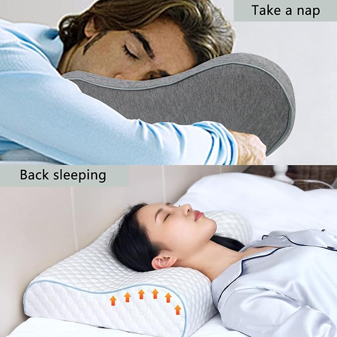 Ergonomic Travel Pillow for Neck and Shoulder Pain Memory Foam Neck Pain Pillow for Camping, Car, Airplane, Road Trips(Travel Size)