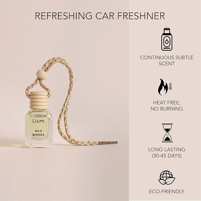 Wild Berries Hanging Air Freshener for Car, Home | with AC Vent Clip |10ml, 0.34 fl.oz|Luxury, Organic, Toxin-Free, Alcohol-Free Perfume |Interior Accessory for fresh Aroma|Long Lasting Fragrance
