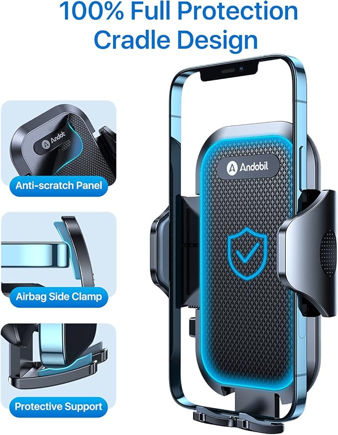 andobil 2026 Upgraded Car Phone Holder Mount for Vent, Military Sturdy Metal Clip Air Vent Phone Holder for Your Car Easy Used Cell Phone Car Mount for iPhone 17 Pro Max 15 14 13 Samsung S25 S24