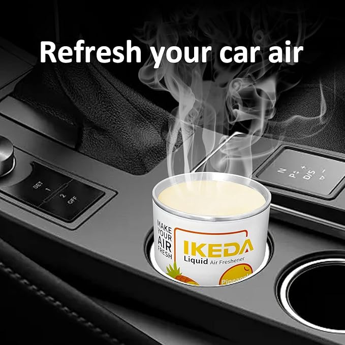 Car Air Freshener: Pineapple Scent Liquid Cans | Odor Elimination | Interior Deodorizer | 45days Long-Lasting Fragrance | Smoke Smell Remover | For Auto Home | 120g | 1 pack