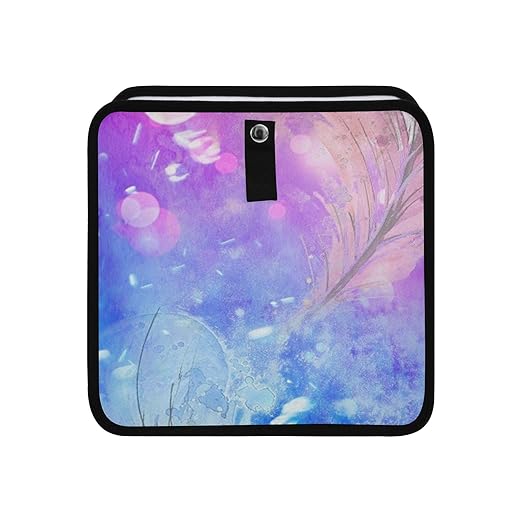 Car Trash Can Trash Bin Foldable Hanging Trash Bag Storage Pocket Organizer Cute Car Gadgets Garbage Adjustable Shoulder Elastic Strap Blue Purple Feather