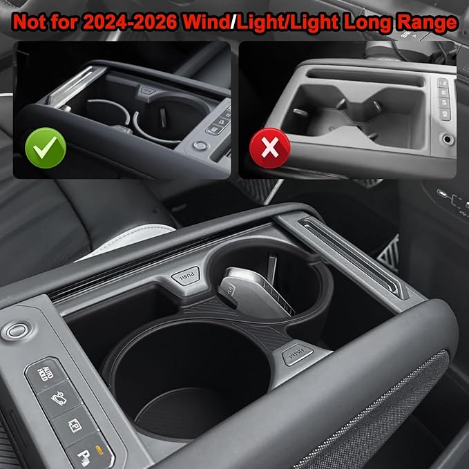BestEvMod Center Console Cup Holder Inserts for 2024+ Kia EV9 Accessories Middle Console Armrest Front Drink Stopper Non-Slip Organizer Drink Cup Holder Organizer(Not for Wind/Light/Light Long Range)