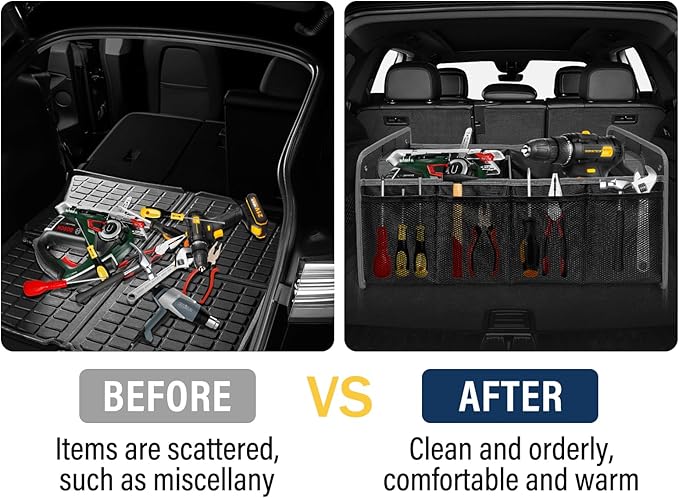 Car Trunk Organizer for Subaru Outback Crosstrek Forester Ascent Impreza WRX Legacy Accessories, Car Trunk SUV Accessories for Men & Women, 600D Oxford Polyester Trunk Storage Organizer Box (WHITE)