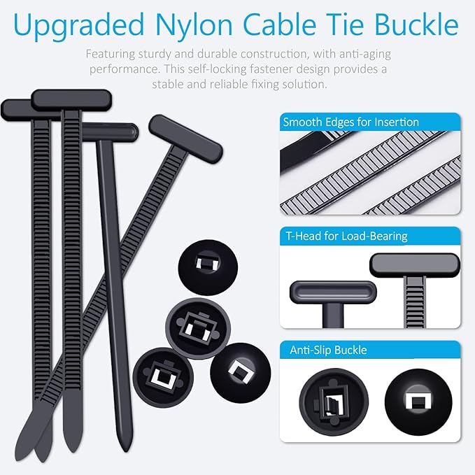 2026 Upgraded Nylon Universal Cable Tie Buckle, Heavy Duty Self-Locking Rivet Zip Ties, Multifunctional Cable Tie Buckle for Car Daily Repair, Home, Office, Garden, Workshop(50Pcs)