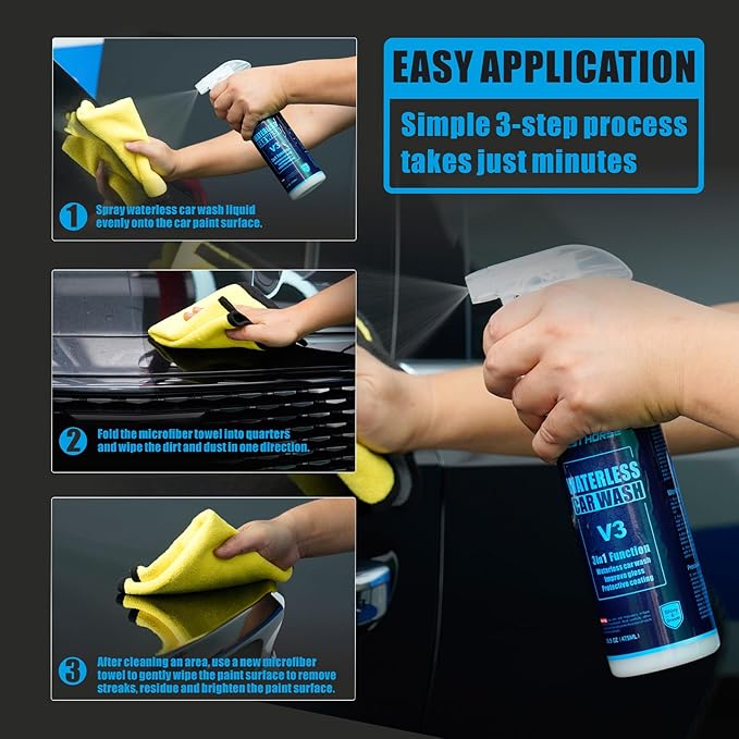 2-Pack Waterless Wash Spray and 6 Towels Kit for Cleaning, High Gloss and Protection- No Rinse Wash for Cars, Trucks, RVs Detailing - Ultra-Concentrated Safe Slick Lubricating Formula