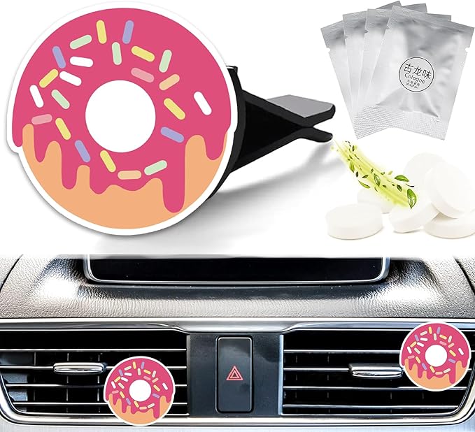 Cute Car Air Freshener Clips Doughnut Car Vent Clip Donut Cars Scents Cologne Air Conditioner Clip Auto Vent Interior Decoration Cars Accessories Doughnuts Loves Gifts for Women Men