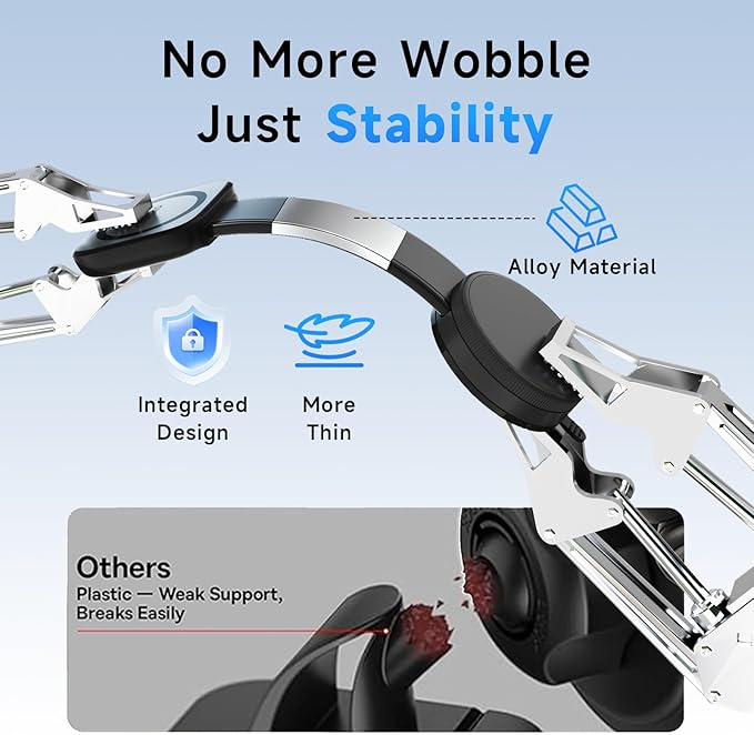 Magnetic Car Phone Holder, Bendable Alloy Arm Car Mount with Vacuum Suction, All-in-one Dessign & 108LBS Strongest Suction & 360° Rotation for All MagSafe Phones iPhone 17 16 15 14 Pro Max