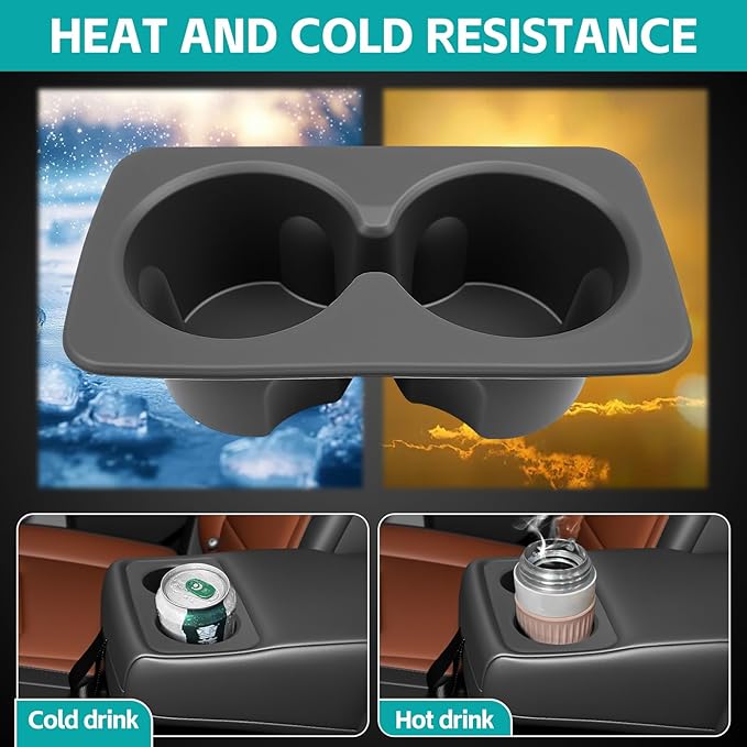 Rear Row Seat Cup Holder Organizer Compatible with 2022 2023 2024 2025 Ford Maverick Accessories, Noise-Free Water & Dust Proof Silicone Insert Drink Holder for 2022-2025 Maverick Accessories