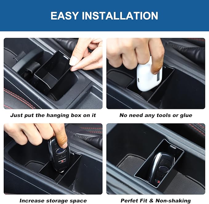 Center Console Cup Holder Insert Divider Storage Box Compatible with Subaru WRX 2022 2023 2024 Leakproof ABS Center Console Cup Holder Insert with Organizer Box