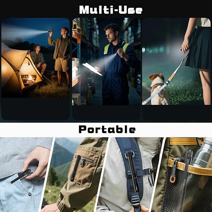 VTIGER T2A Compact EDC Flashlight,1500 High Lumens AA Rechargeable LED Flashlight, Super Bright Small Tactical Tail Switch Pocket Flash Light with Magnet for Camping,Hiking,Outdoor,Home,Emergency