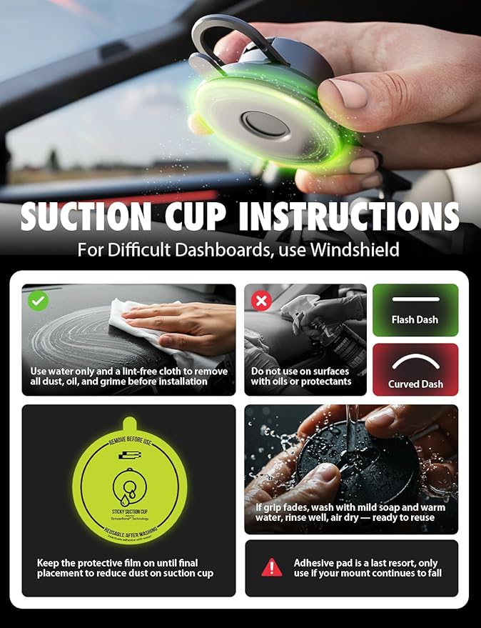 Bracketron TripGripPro Suction Cup Phone Mount for Car - 3-in-1 Tesla Phone Mount with 360° Rotation, Temperbond Suction Technology for Windshield Dashboard Display