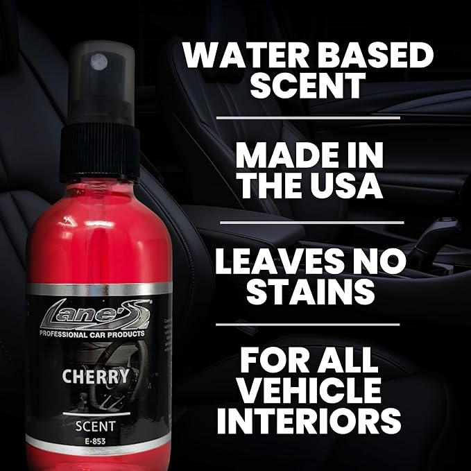 Lane's Premium Car Air Fresheners - Cherry Scent Water Based - 4oz Eliminate Bad Odors of Pet & Food From Car Interior Leather, Carpet, Upholstery Great For Cars, Trucks, SUVs, RVs & More