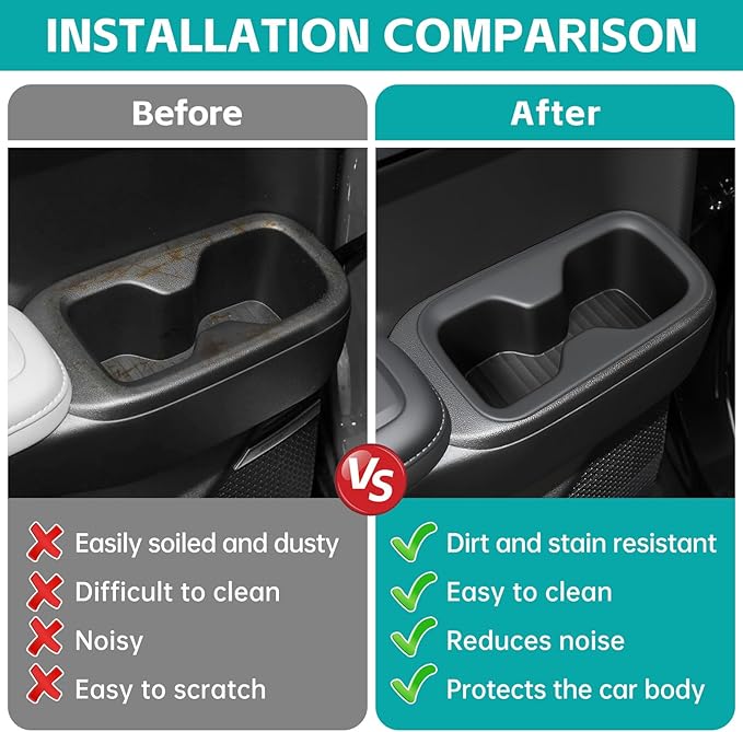 2PCS Rear Row Door Cup Holder Organizer Compatible with 2024 2025 Hyundai Santa Fe 6/7 Seat Accessories, Noise-Free Water & Dust Proof Insert Console Drink Holder Fit for Santafe Accessories