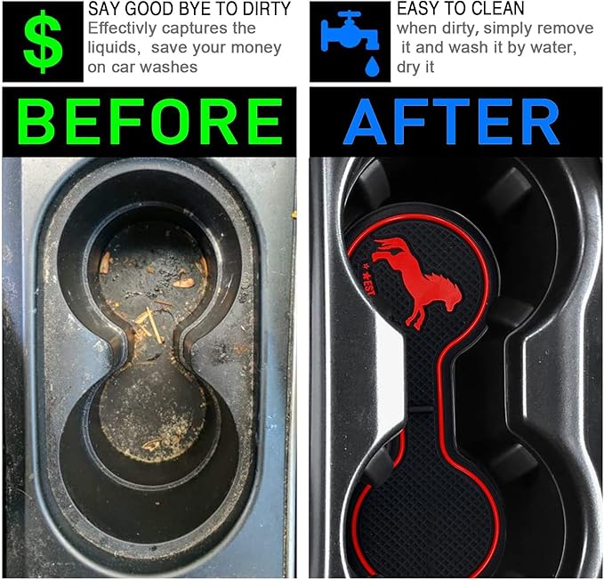 Compatible with Ford Bronco 2021-2025 Car Cup Holder Coaster Offroad, Silicone Car Decorative Water, Bronco Car Accessories (RED)