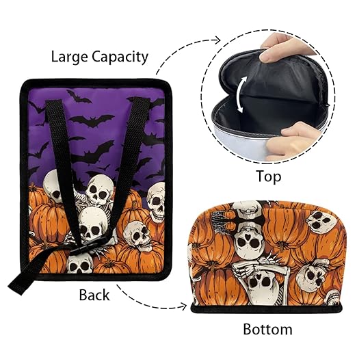 1.2 Gallons Car Organizers and Storage, Skeletons Halloween Print Car Garbage Bin, Adjustable Hanging for Tail of Back of Seats, Easy to Install, Odor-Free with Zipper Leak-Proof Design