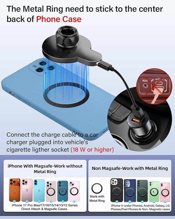 PZK Car Phone Mount for Honda Civic 2022 2023 2024 2025 2026 Accessories 11th Gen Civic 7/9-Inch Screen Magnetic 15W Fast Wireless Charger Car Phone Holder with Storage Box Not Affect Air Vent