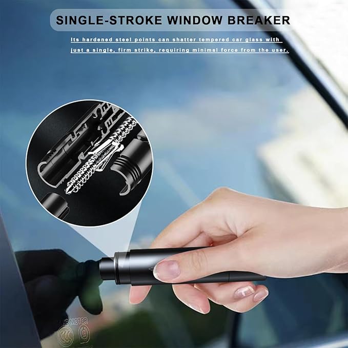 2-in-1 Emergency Car Escape Tool - Spring-Loaded Window Breaker & Seatbelt Cutter, Compact Lifesaver for Families, Portable Keychain Design