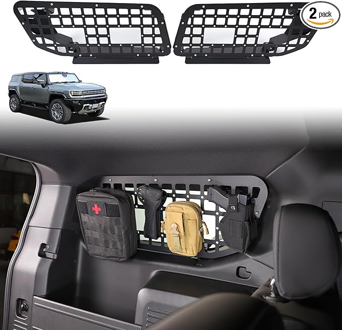 for Hummer EV Accessories Trunk Storage Panel Modular Shelf Cargo Rack Rear Left and Right Interior Luggage Holder for 2024 2025 2026 Hummer EV SUV Organizer Mount Bracket (Black)