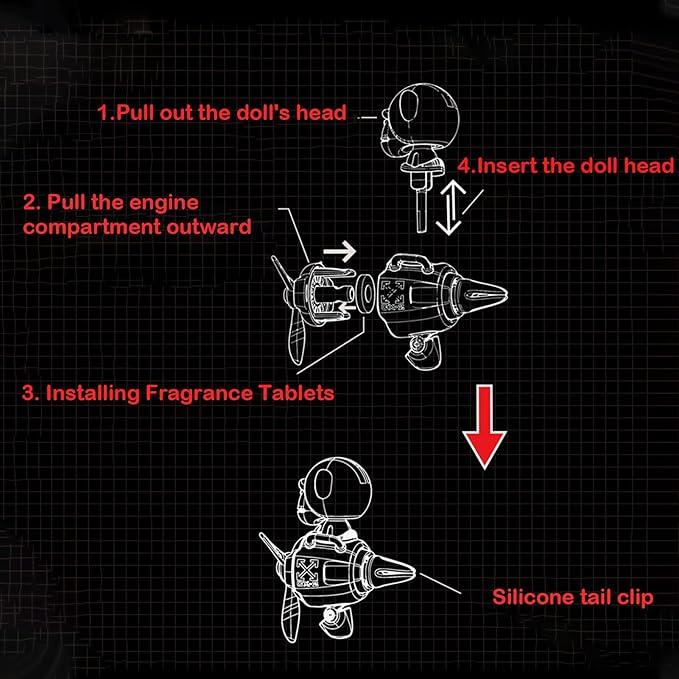 Pilot Car Air Freshener, Cute Orangutan Car Vent Clip Air Freshener Automotive Air Outlet Fan Diffuser, Automotive Interiors Vent Decoration (Shake Head Style - Red)