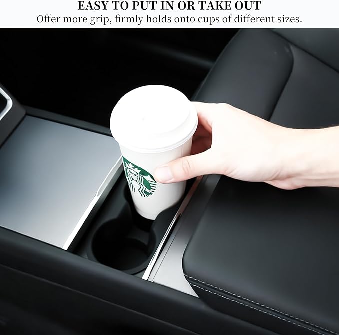 Cup Holder for Tesla Model Y Juniper 2026 2025/Model 3 Highland 2024 2025 2026 - Center Console Cup Holder Insert Removable & Washable Interior Accessories for Tesla Model Y/3