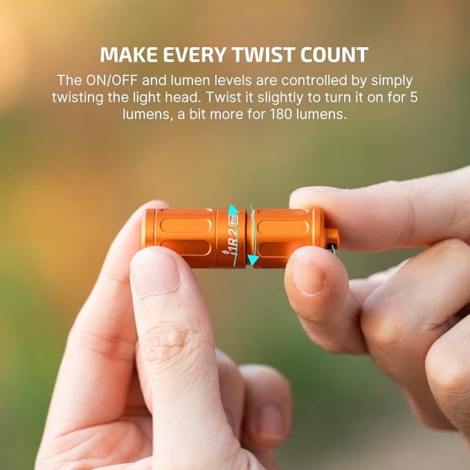 OLIGHT I1R 2 Pro Eos 180 Lumens EDC Rechargeable Keychain Flashlight, Powered by Built-in Rechargeable Battery with Type-C USB Cable, Slim Mini Handheld Light for Everyday Carry (Capsule Orange)