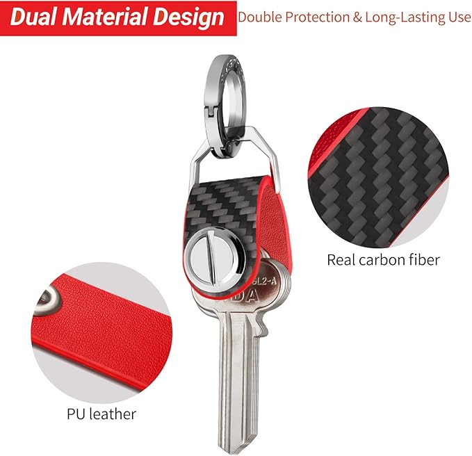T-carbon Key Organizer, Compact Key Holder, Minimalist Silent Keychain for Men & Women,Expandable Key Case Holds Up to 8 Keys