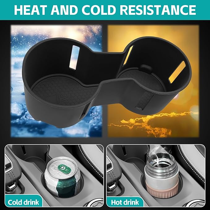 Cup Holder Organizer Compatible with 2024 2025 Ford Ranger Raptor Lariat XL XLT Accessories, Noise-Free Water & Dust Proof Silicone Insert Console Drink Holder for 24-25 Ranger Accessories