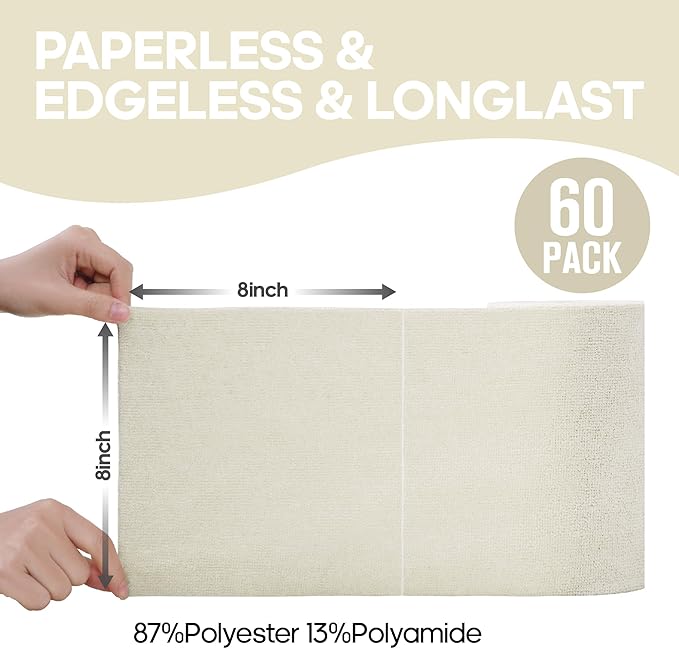 Fantasticlean Microfiber Cleaning Cloth Roll 2 Rolls 120 Pack, Tear Away Paperless Towels, 8" x 8", Reusable Washable Rags, House Kitchen, Pet, Office, Indoor Outdoor, Compact Portable (Off-White)