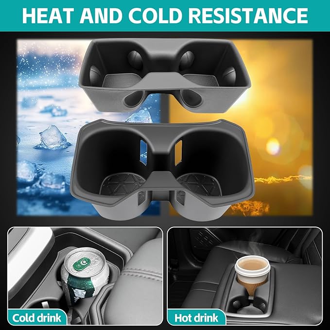 Console & Rear Row Seat Cup Holder Organizer Set Compatible with 2019 2020 2021 Toyota RAV4 Accessories, Noise-Free Water & Dust Proof TPE Insert Drink Holder for 2019-2021 RAV 4 Accessories