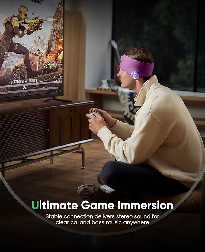 Perytong Sleep Headphones Wireless, Bluetooth Sports Headband Headphones with Ultra-Thin HD Stereo Speakers Perfect for Sleeping,Workout,Jogging,Yoga,Insomnia, Air Travel, Meditation (Violet)