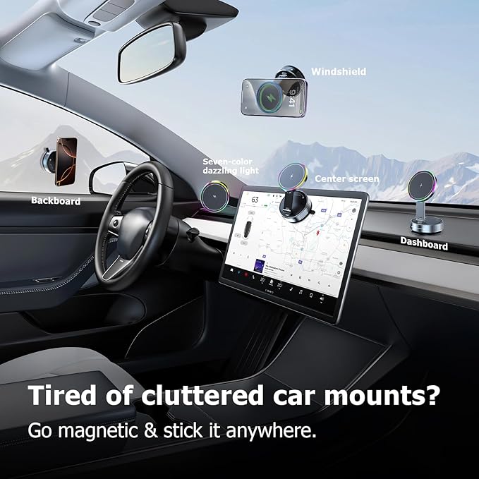 Vacuum Magnetic Phone Holder, 360° Adjustable Suction Phone Mount, The Charger for Magsafe Car Mount with Strong Vacuum Suction, Gifts for Men, Phone Holder for Your Car for iPhone 17 Pro Max